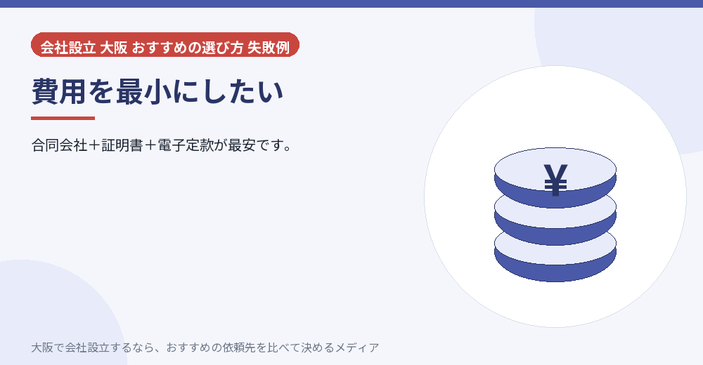 費用を最小にしたい／大阪の会社設立の代行を比べる