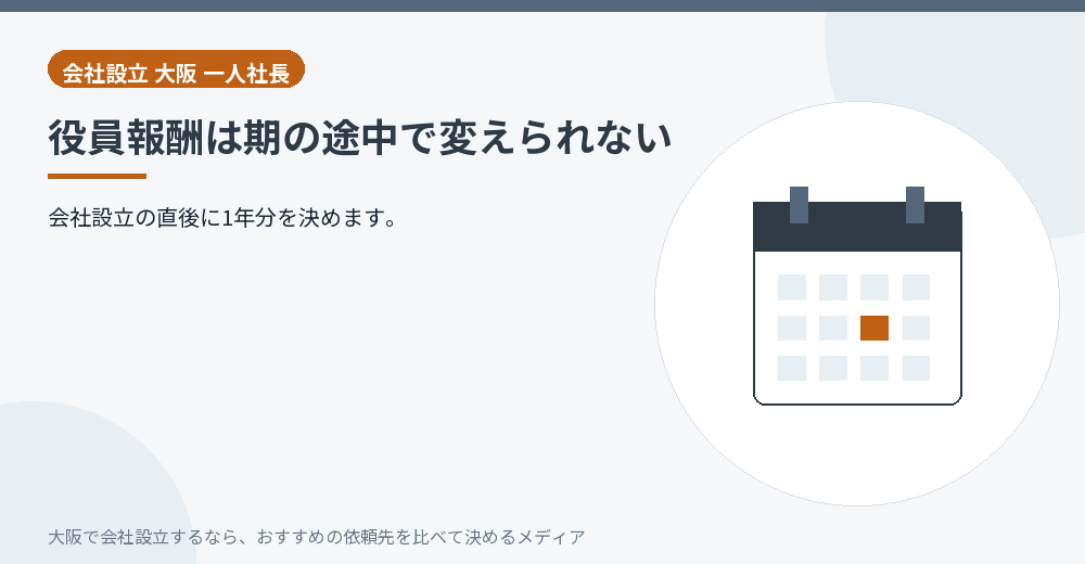 役員報酬は期の途中で変えられない/大阪の会社設立の代行を比べる