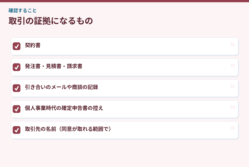 取引の証拠になるもの
