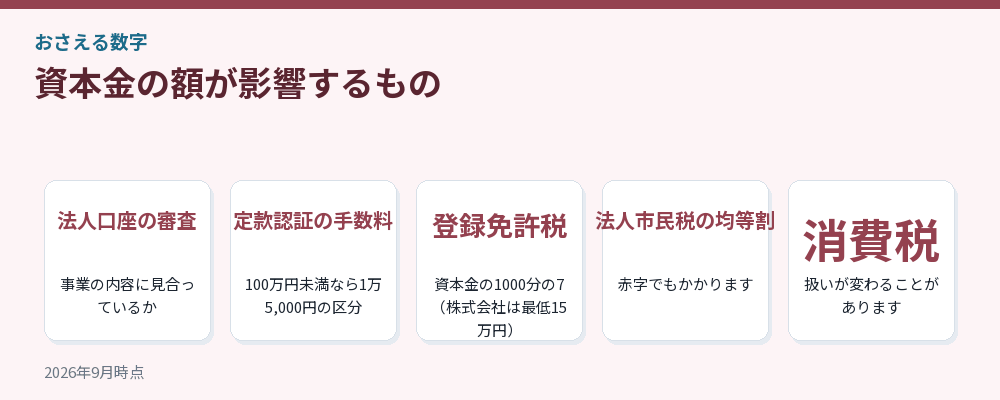 資本金の額が影響するもの