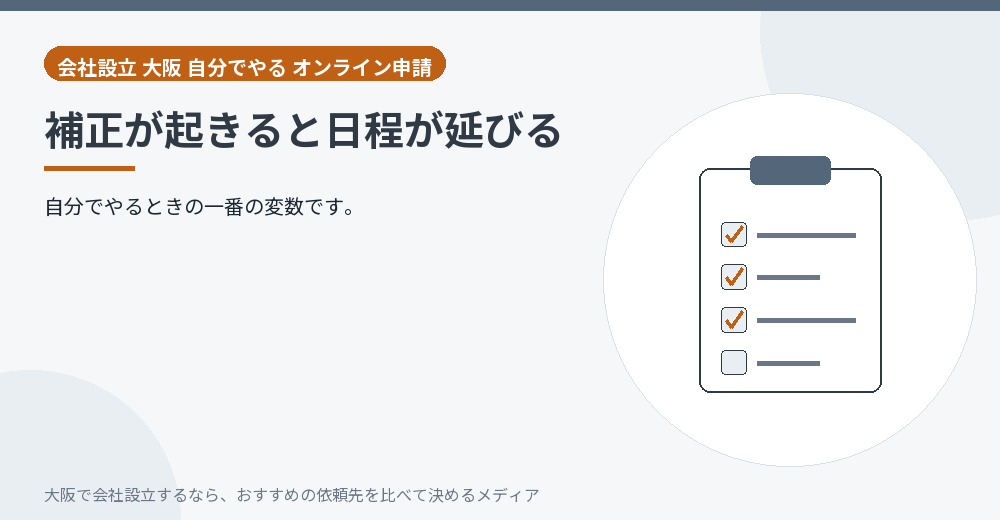 補正が起きると日程が延びる/大阪の会社設立の代行を比べる
