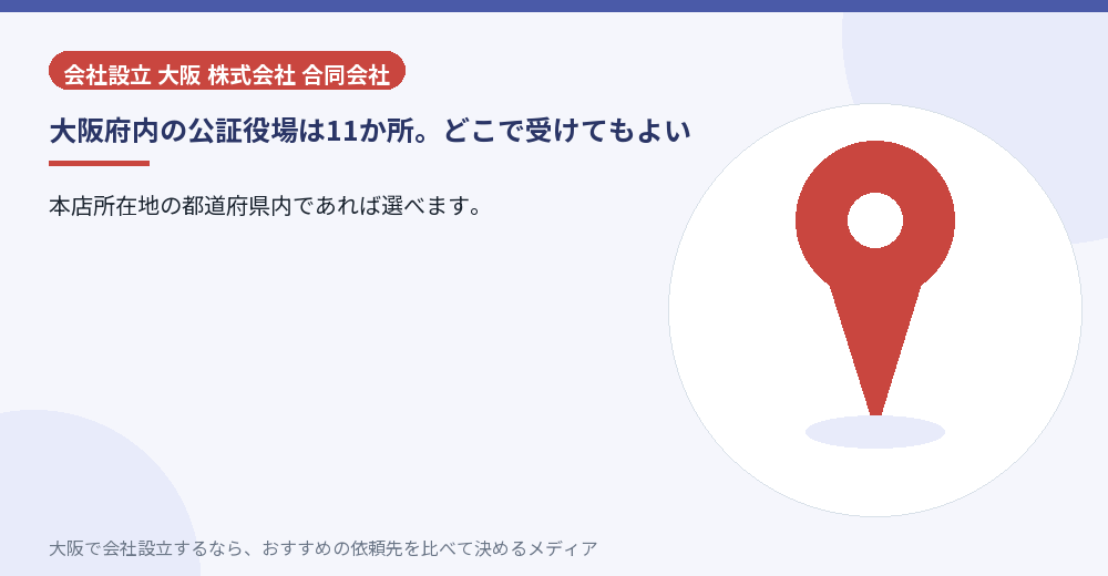 大阪府内の公証役場は11か所。どこで受けてもよい/大阪の会社設立の代行を比べる