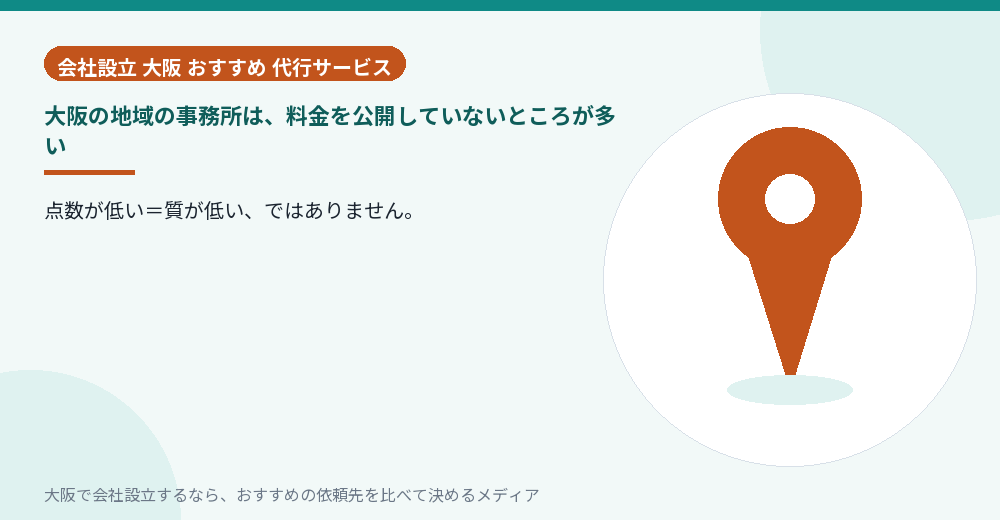 大阪の地域の事務所は、料金を公開していないところが多い／大阪の会社設立の代行を比べる