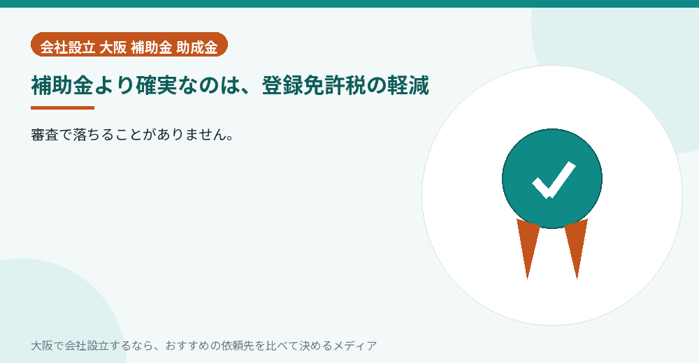 補助金より確実なのは、登録免許税の軽減／大阪の会社設立の代行を比べる