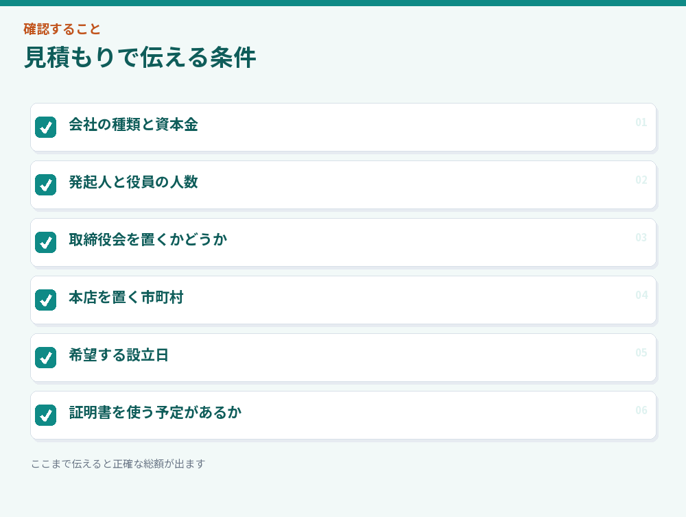 見積もりで伝える条件