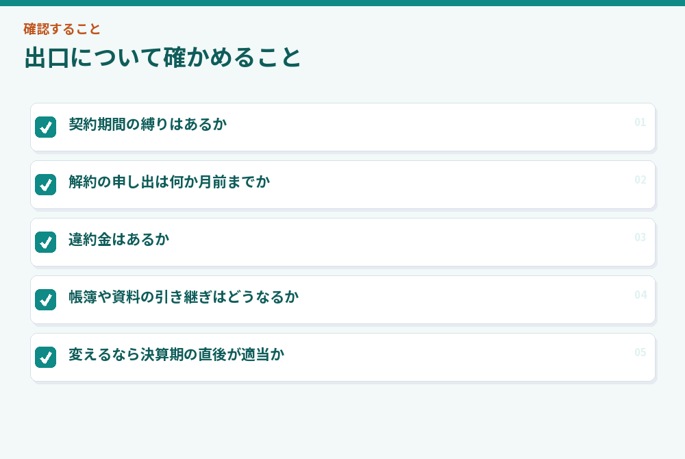 出口について確かめること