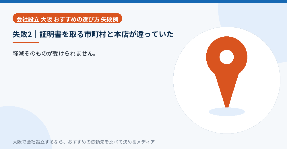 失敗2|証明書を取る市町村と本店が違っていた/大阪の会社設立の代行を比べる