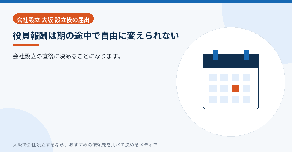 役員報酬は期の途中で自由に変えられない／大阪の会社設立の代行を比べる