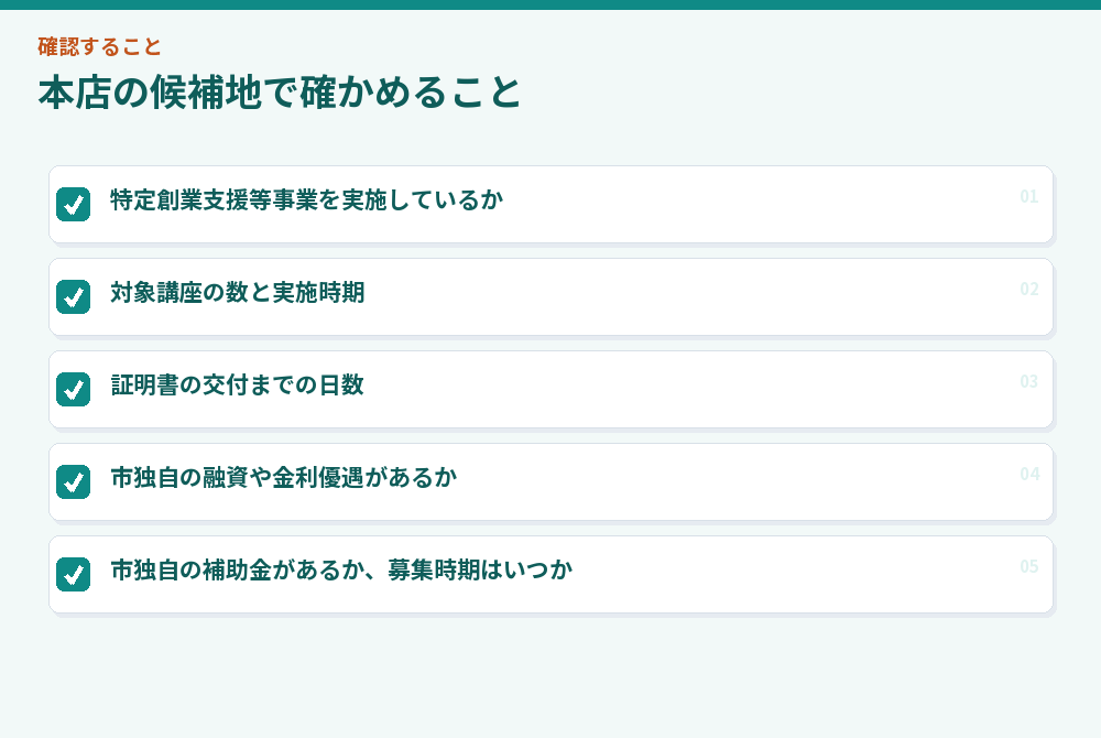本店の候補地で確かめること