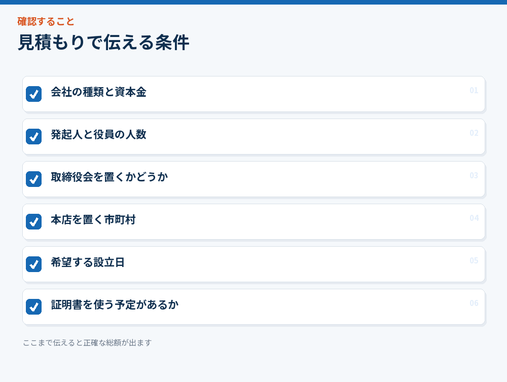 見積もりで伝える条件