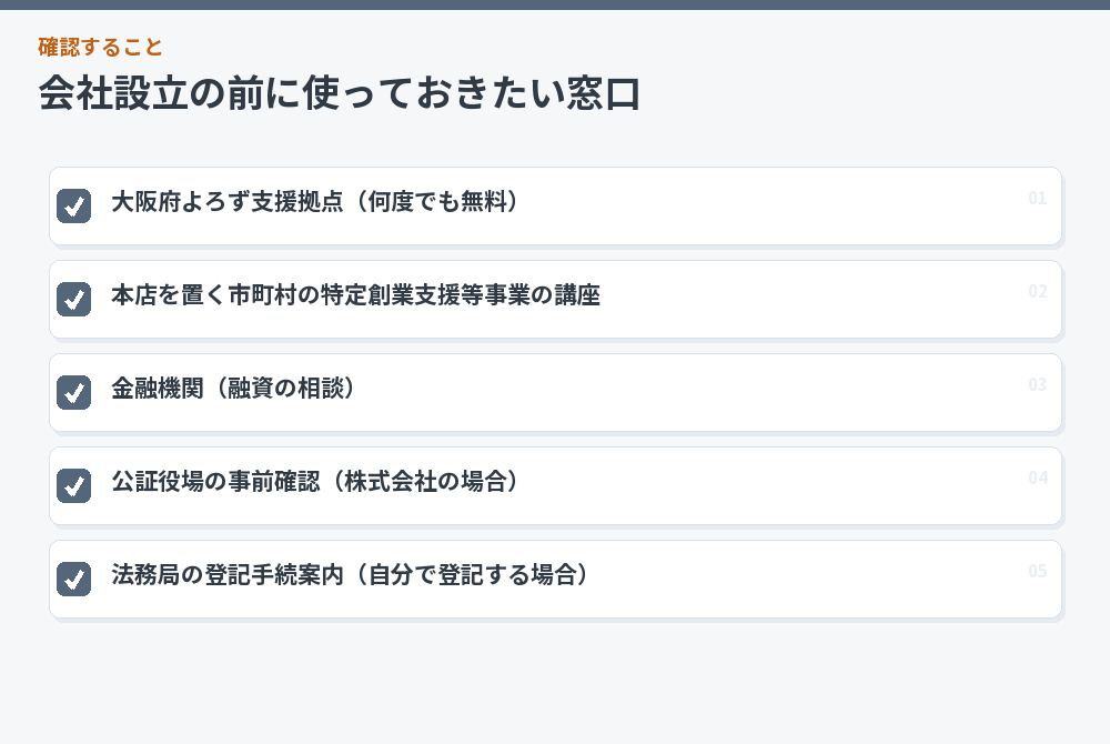 会社設立の前に使っておきたい窓口