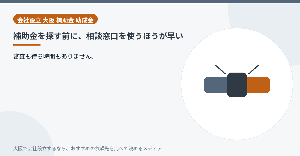 補助金を探す前に、相談窓口を使うほうが早い/大阪の会社設立の代行を比べる