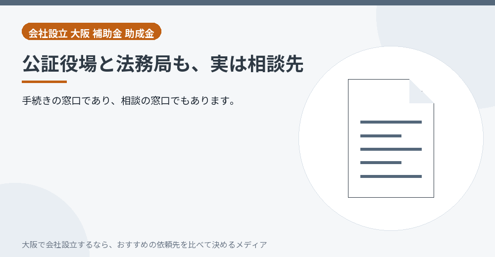 公証役場と法務局も、実は相談先/大阪の会社設立の代行を比べる
