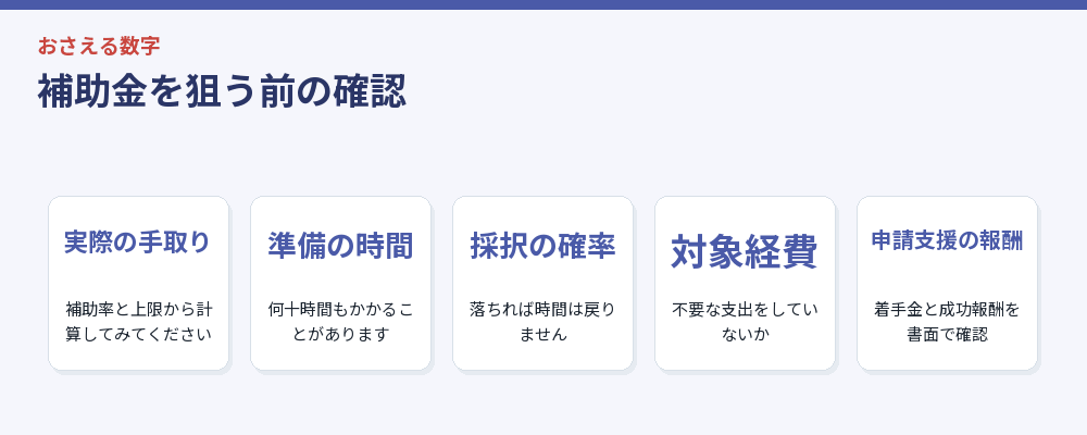 補助金を狙う前の確認