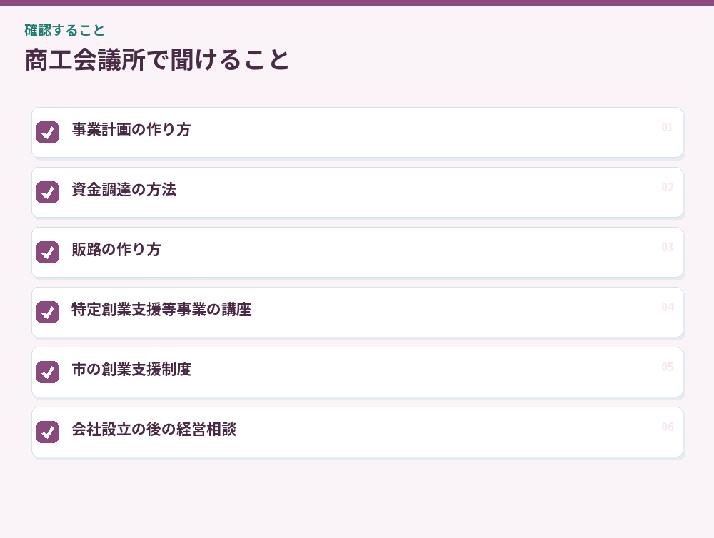 商工会議所で聞けること