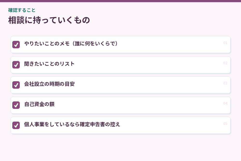 相談に持っていくもの