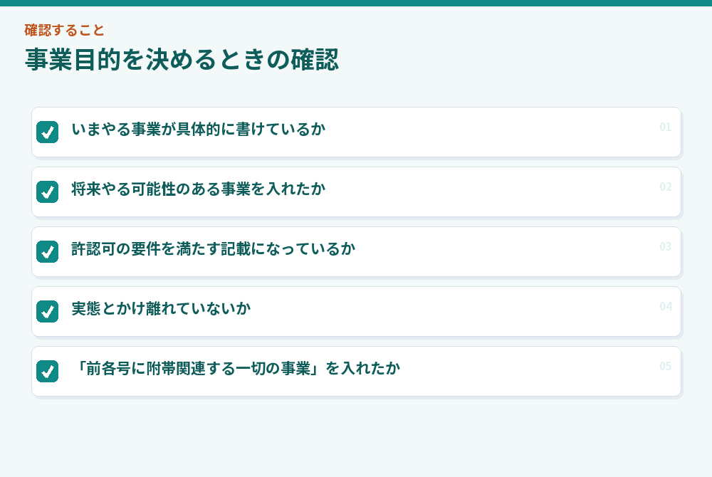 事業目的を決めるときの確認