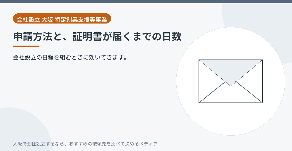 申請方法と、証明書が届くまでの日数／大阪の会社設立の代行を比べる