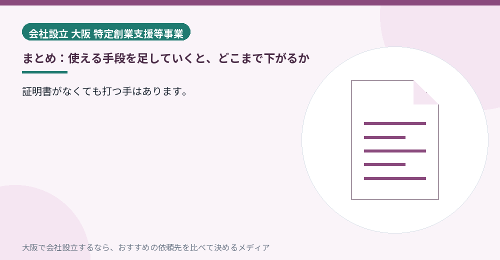 まとめ：使える手段を足していくと、どこまで下がるか／大阪の会社設立の代行を比べる