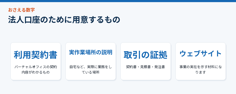法人口座のために用意するもの