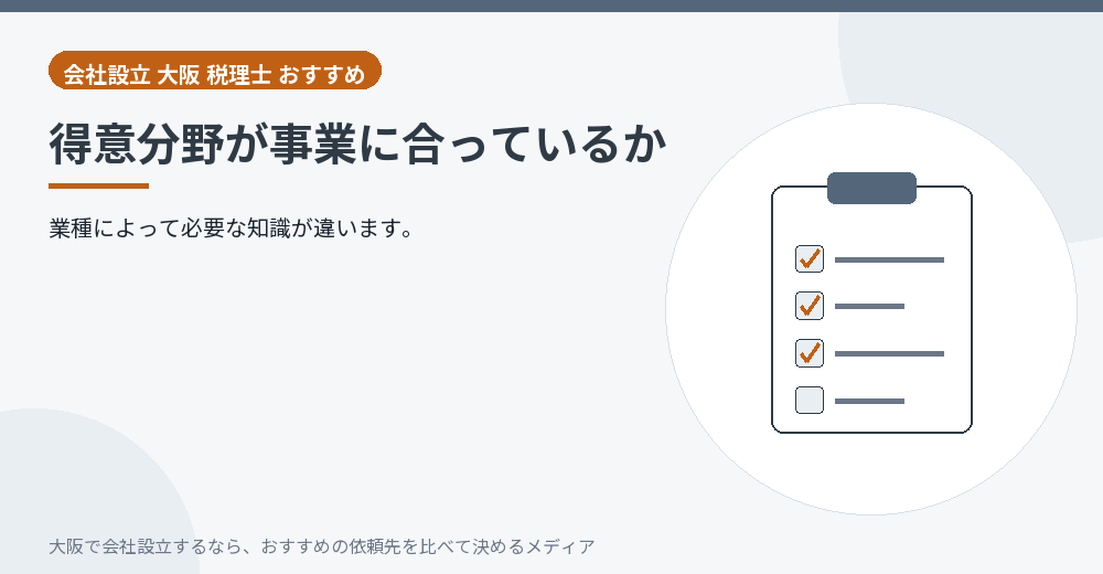 得意分野が事業に合っているか／大阪の会社設立の代行を比べる